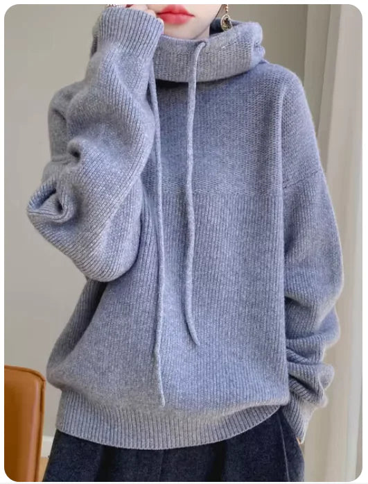 100% Australia Wool Women's Hooded Sweater Long Sleeve Pullovers New Arrivals Knitted Jumper Cashmere New In Sweatshirts Fashion